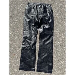 Vtg Gap Leather Pants Womens 6 Black Boot Cut Lined Biker Motorcycle Y2K